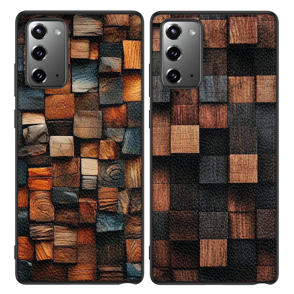 Back Leather Case for Samsung Galaxy A35 A40 A41 A42 A50S A51 A52S A53 A70S A71 A72 A73 5G A80 A90 A9S 2018 Wood Block Print