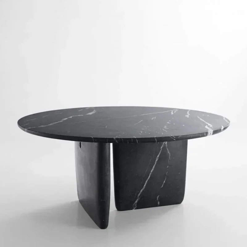 AAx11Light Luxury Natural Marble Dining Table Nordic Large Household Dining Table Model Room Negotiation Round Table