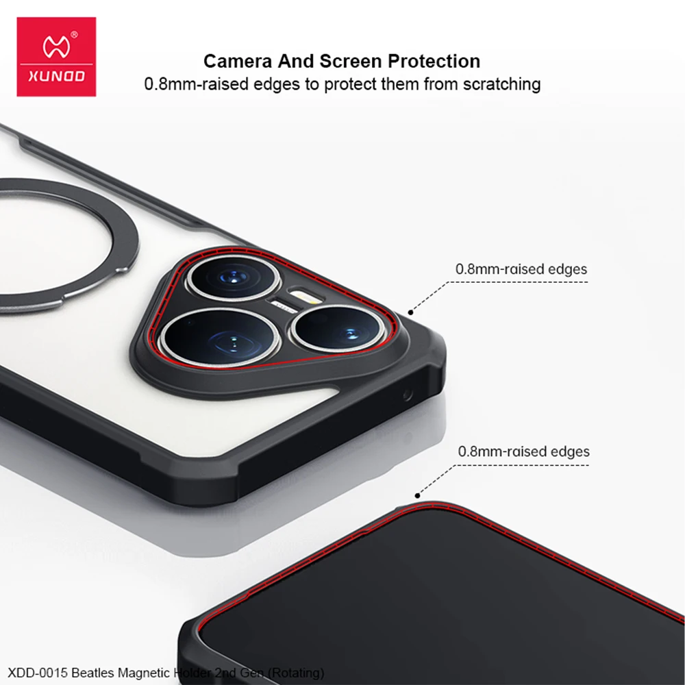 Etui XUNDD do Huawei Pura 90 Pro Max z magnetyczną podstawką, przezroczyste, odporne na wstrząsy, z poduszkami powietrznymi, chroniące przed upadkiem, z pełną ochroną aparatu. — zdjęcie produktu 3