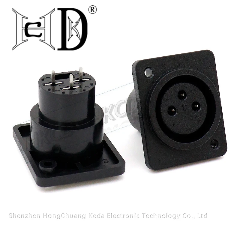 2pcs DY-08 3 Pin XLR Female Jack Panel Mount DIP PCB Chassis Audio Connector for Microphone Mixer Amplifier