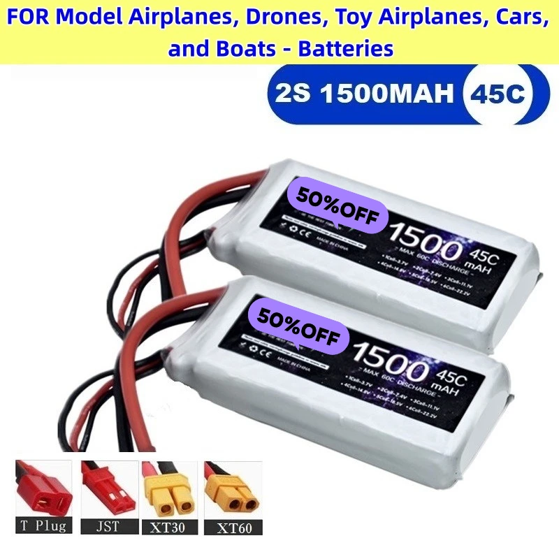 1500mAh 45C 2S 7.4V Lipo Battery for RC Drone Airplane Car Boat RC Model LiPo Battery