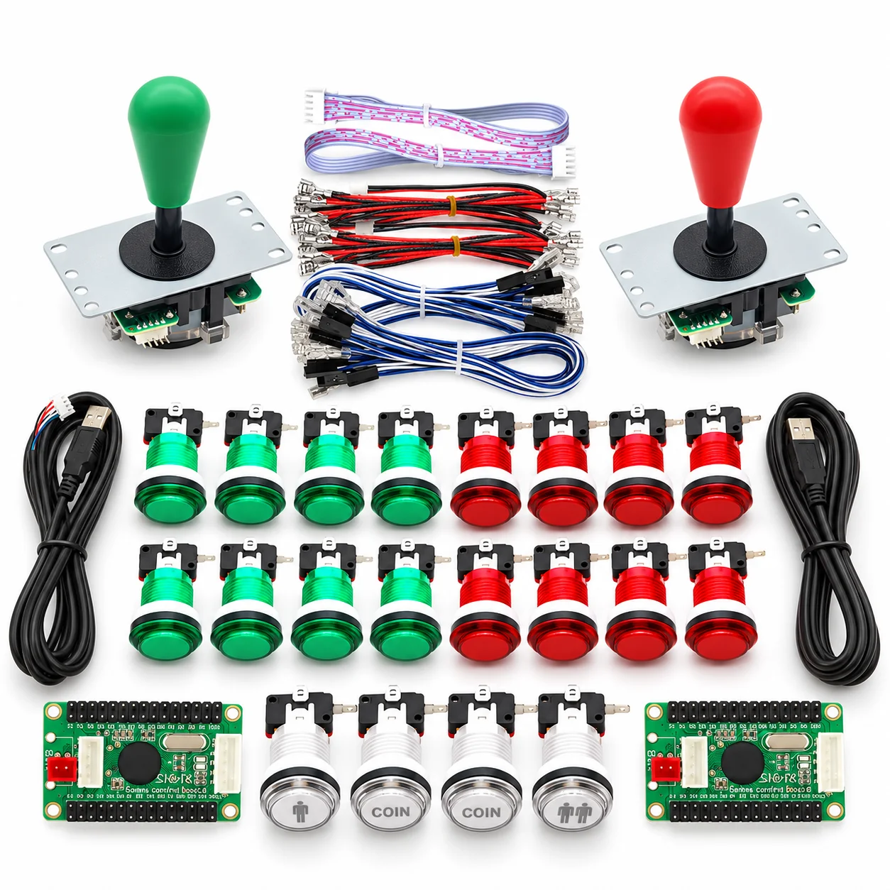 2 Player Arcade DIY Kit USB Encoder for PC Raspberry Pi Arcade Game Machine LED Buttons 5Pin 8 Way Joystick Arcade Controls