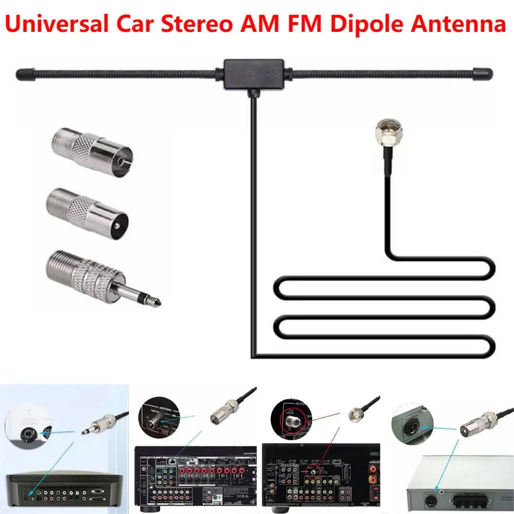 Evrensel Araba Stereo AM FM Radyo Anteni Yapışkanlı Montaj Gizli Anten 3.5 Mono FM Koyun Boynuzu Anten Araba FM Radyo İstasyonu için