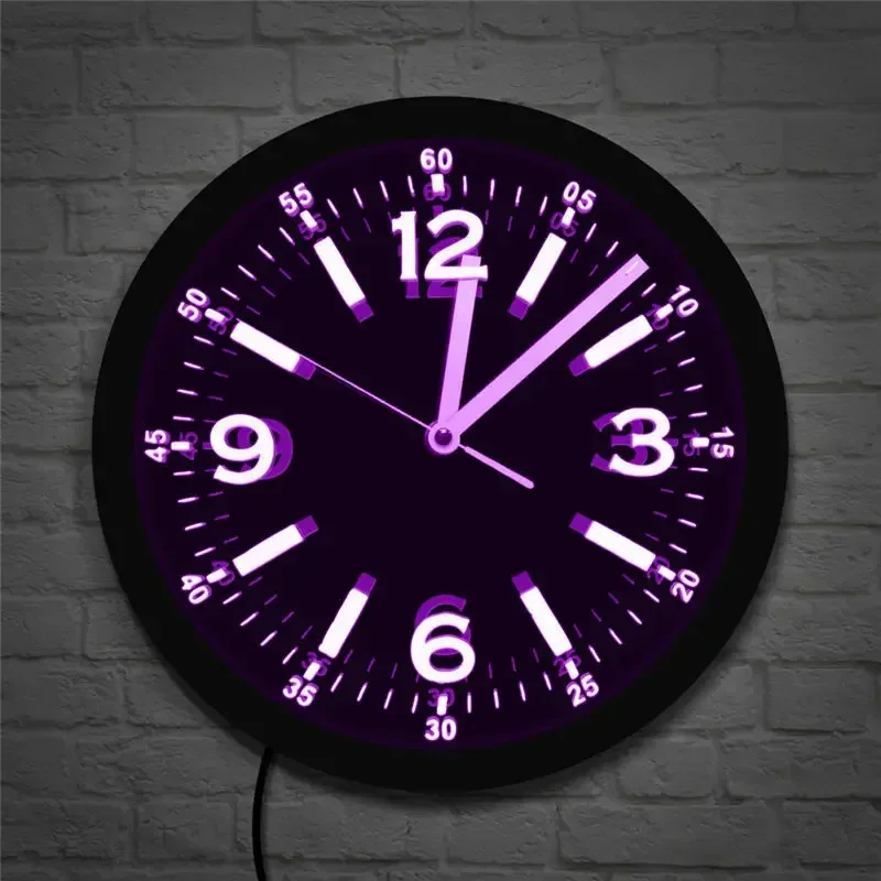 Modern Design LED Neon Light Wall Clock Big Number Silent Clock Luminous Wall Watches Usb Powered Mirror Clocks Home Decor Zegar