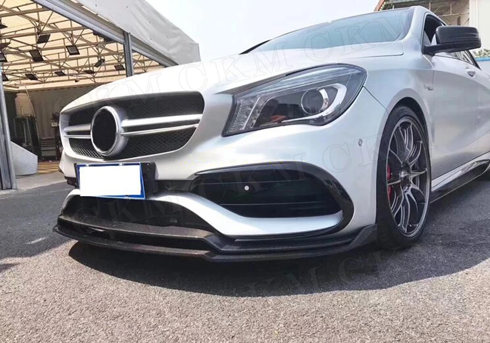 

CKMUUER for Mercedes Benz CLA Class W117 CLA45 AMG Facelift 2016-2019 Carbon Fiber Double Front Bumper Lip Spoiler Chin Guard
