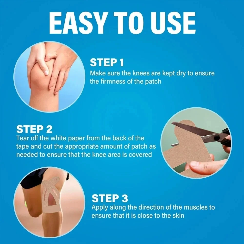 10 قطعة شريط علم الحركة مسبق القطع للركبتين مقاوم للماء شريط ركبة مرن قابل للتنفس شريط رياضي يوفر دعم الاستقرار والجري