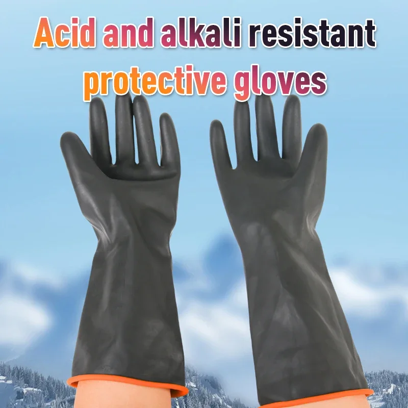 

35cm Cleaning Gloves Latex Fingers Crubbing Rubber Kitchen Dishwashing Kitchen Tools Washing Scrub Silicone Gloves Black New 35c
