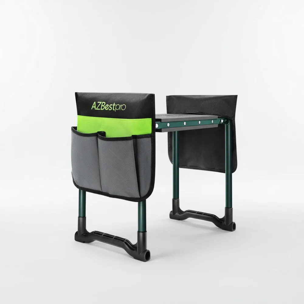 

Heavy Duty Foldable Garden Kneeler Seat - 10" Wide EVA Stool with Tool Bags, Knee Back Pain Relief for Women Gardeners