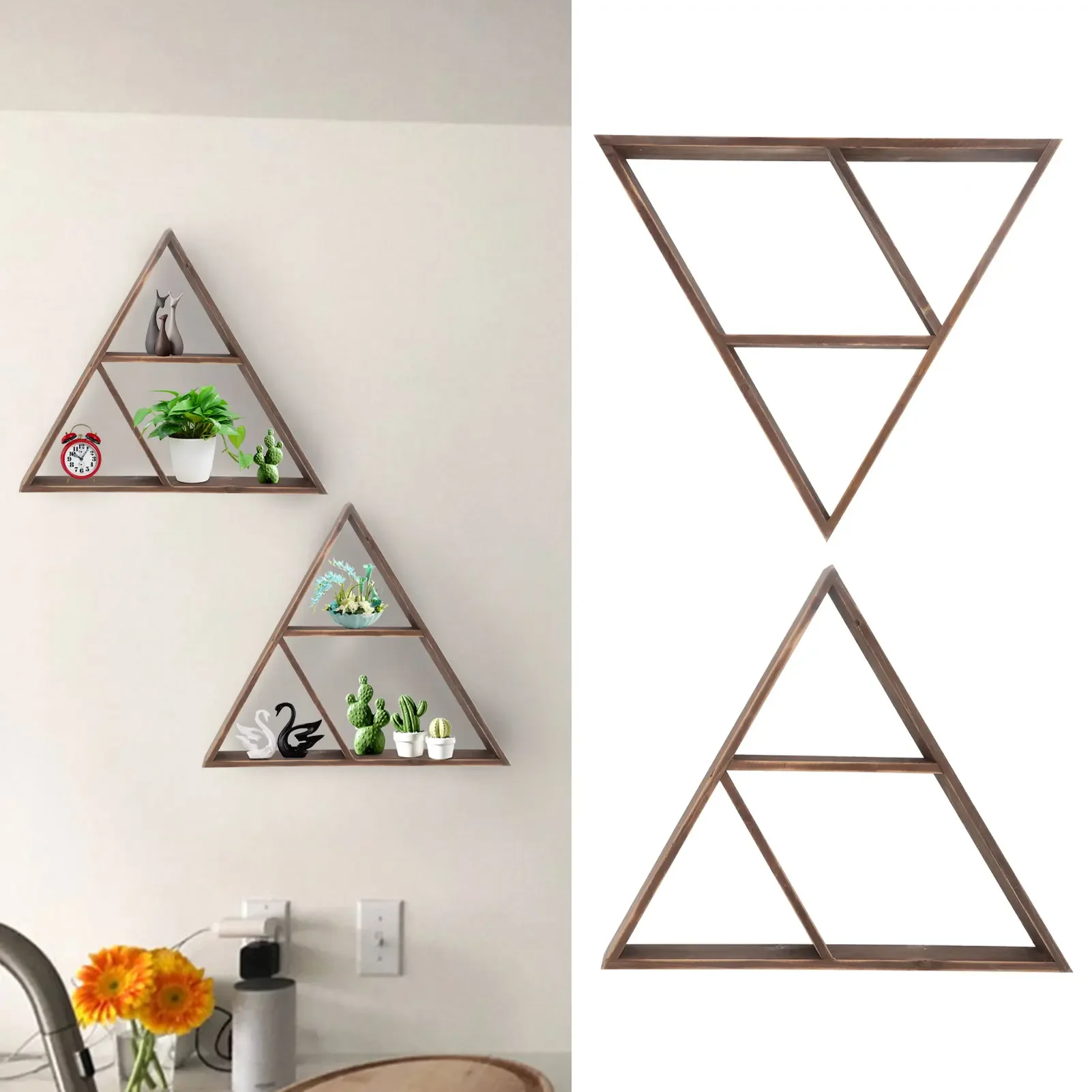 2 Pcs Wall Display Rack Triangular Storage Shelf Floating Bookshelf for Living Room Wall,Shelf§Floating,Shelf§Wall,Display,Stand