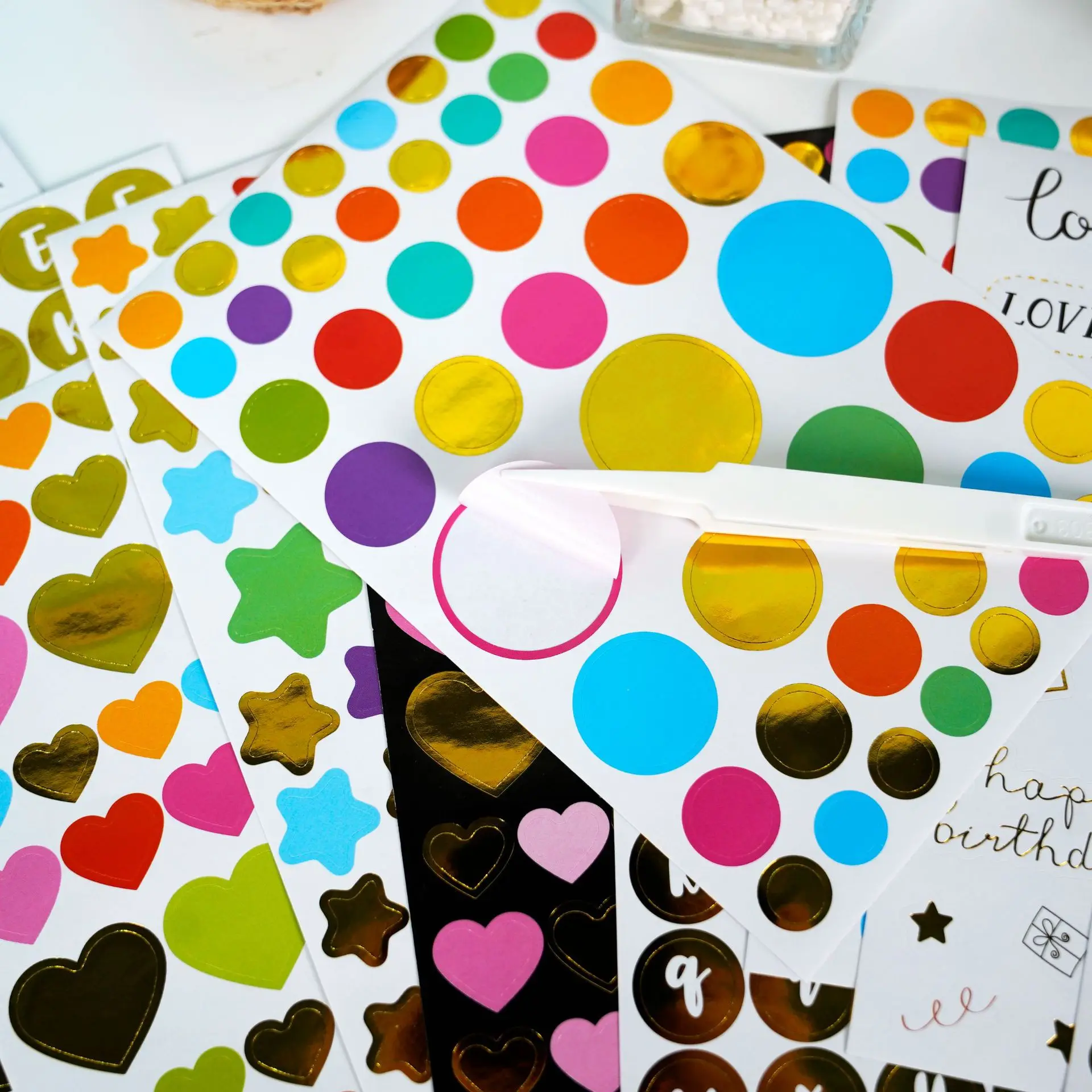 Colorful Gold Foil Star Letter Stickers Heart DIY Craft Accessories for Journal Diary Scrapbook Decoration Instagram Aesthetic