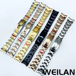 20mm Wide 904L Solid Stainless Steel Watch Strap Brushed and Polished Oyster Bracelet Folding Buckle Sliding Lock
