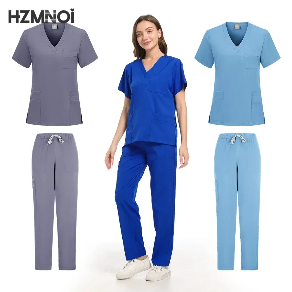 New Elastic Hospital Uniforms Scrubs Medical Lab Coats Nurse Uniform Unisex Scrub Suit Medicals Clothing for Women Jogger Set