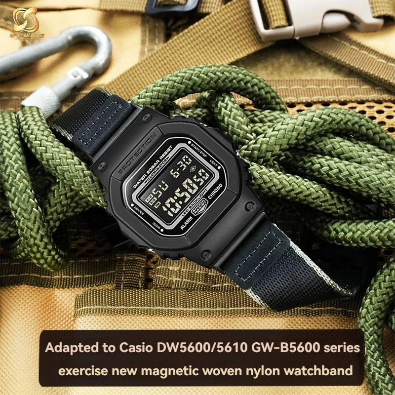 For Casio Small Square DW5600/5610 GW5000 GW-B5600 Series Trendy Nylon Canvas Magnetic New Buckle Watch Strap Accessories