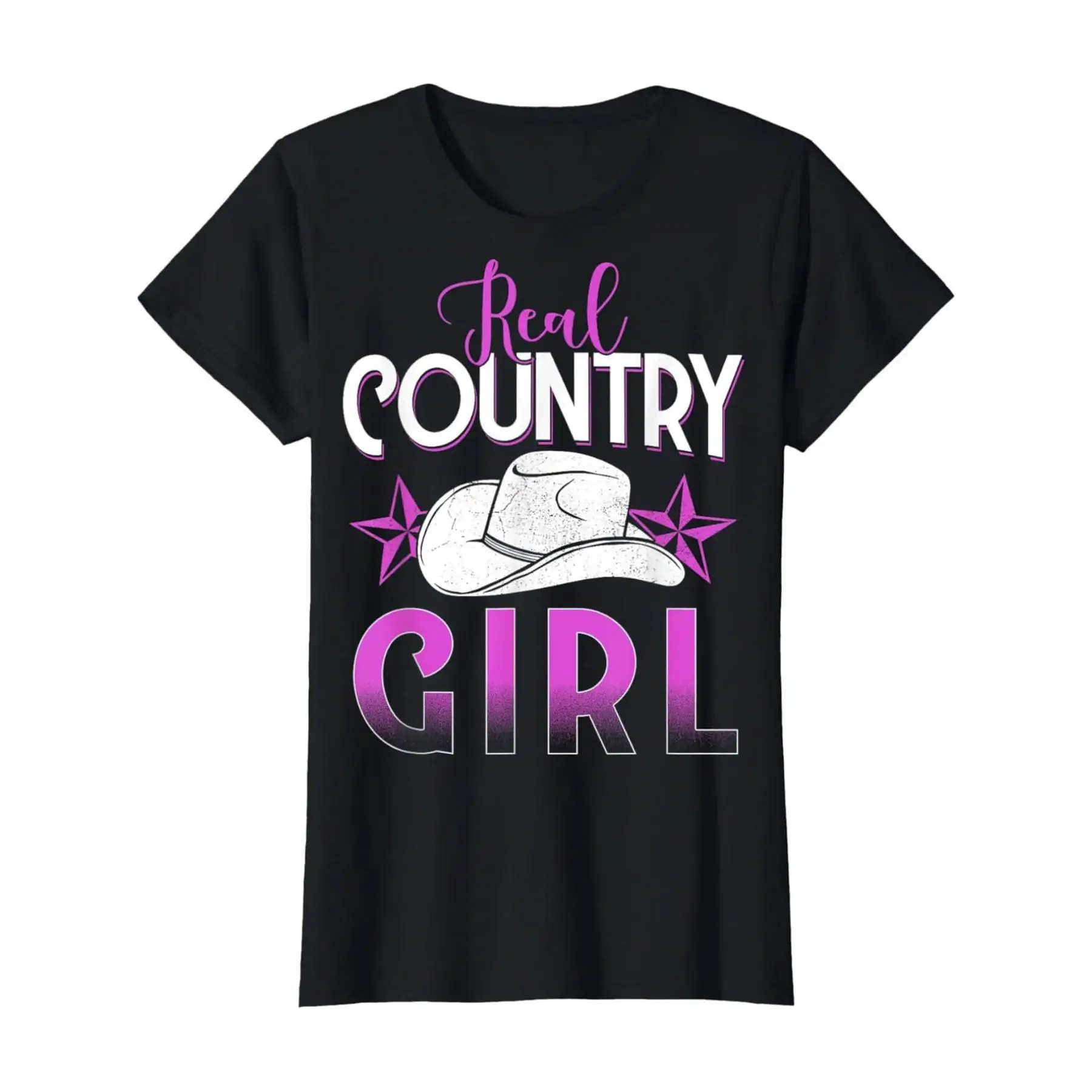 

Real Country Girl Graphic T-Shirt Women’s Cute Western Style Cotton Tee for Rodeo, Farm Life or Summer Outfit