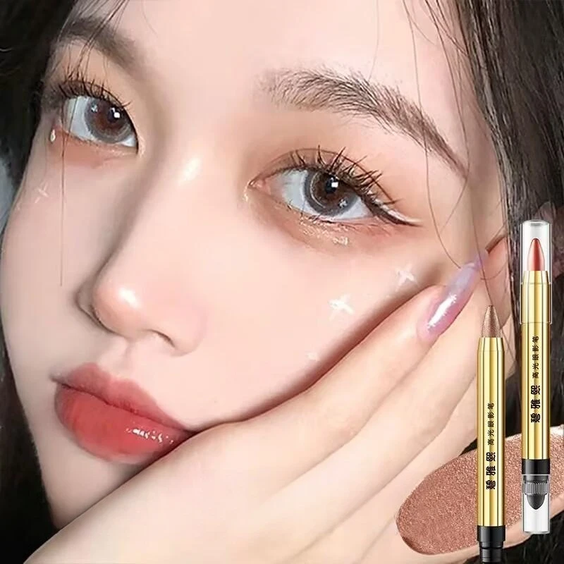 2 in 1 펄리 아이섀도우 립스틱 스틱 펜슬 아이섀도우 메이크업 아이섀도우 펜 방수 글리터 매트 고발색 도매