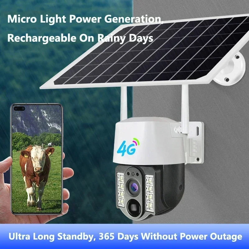 8MP Wifi Solar Camera 4G Sim Outdoor Dual Lens IP Cameras PIR Night Vision V380Pro CCTV Home Security Protection Monitor Cam