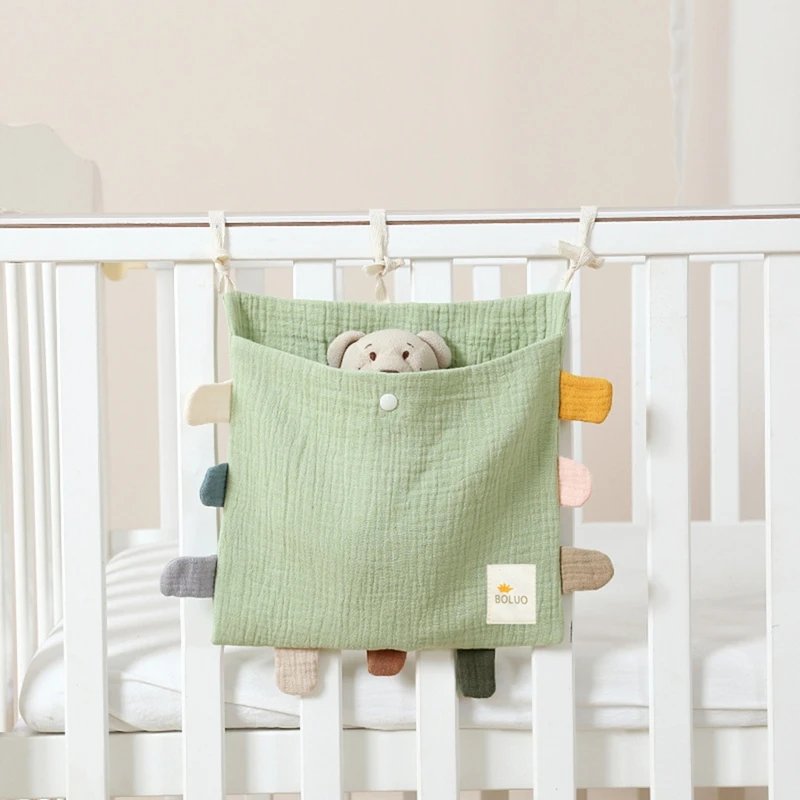 A47M-Baby Bed Side Organiser Cotton Bed Storage Bagessentials Storage Bag Baby Hanging Bag For Baby Nappy Toy Clothes