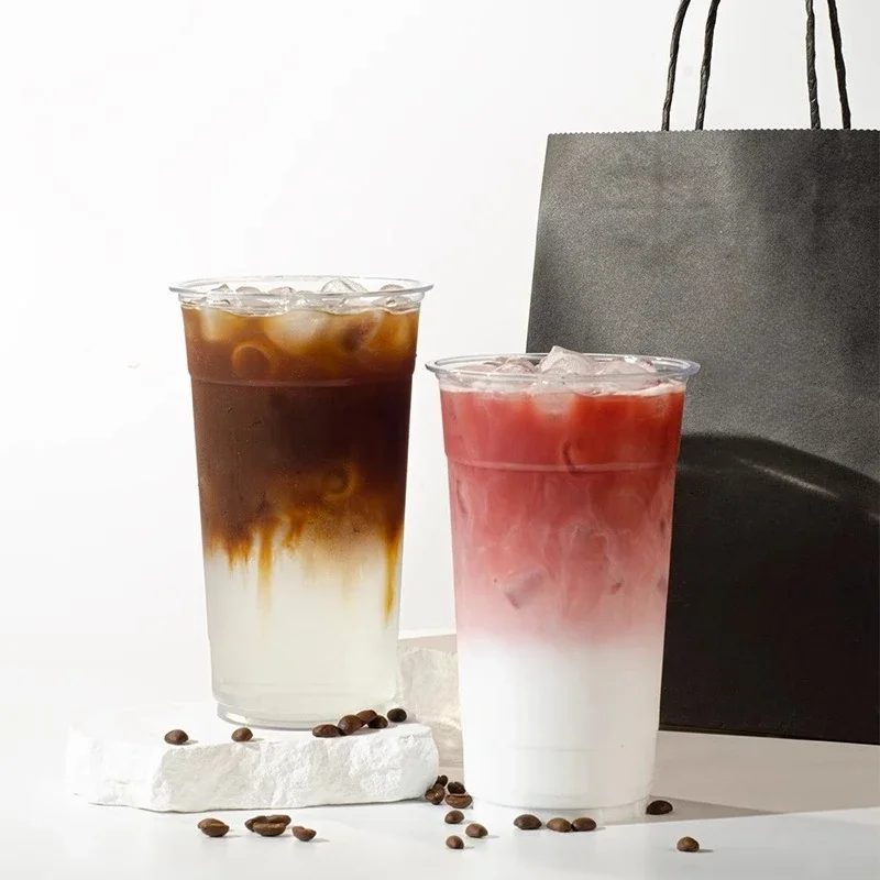 50pcs 840/1000ml Large Capacity Milk Tea Cup Disposable American Coffee Cup High Transparency PET Milk Tea Juice Cold Drink Mug