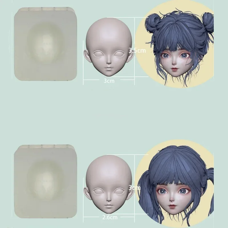 Girl Silicone Face Mold 2.5/3 Dimensional Proportional To Ultra Light Clay Mold DIY Polymer Clay Baby Face Decorative Modeling