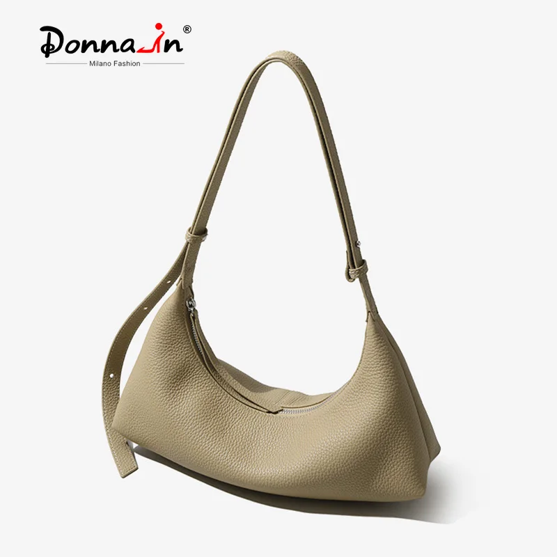 

Donna-in Genuine Leather Hobo Shoulder Bag for Women Top Layer Cowhide Crossbody Bag Half Moon Full Grained Casual Commute