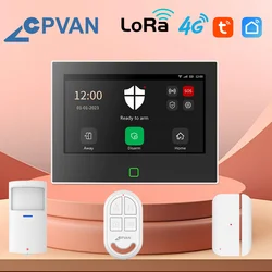 CPVAN-sistema de alarma para el hogar, inalámbrico, WiFi, 4G, versión LoRo, Tuya, Kit de alarma de seguridad antirrobo para el hogar inteligente, batería integrada de 5000mAh, 7 pulgadas