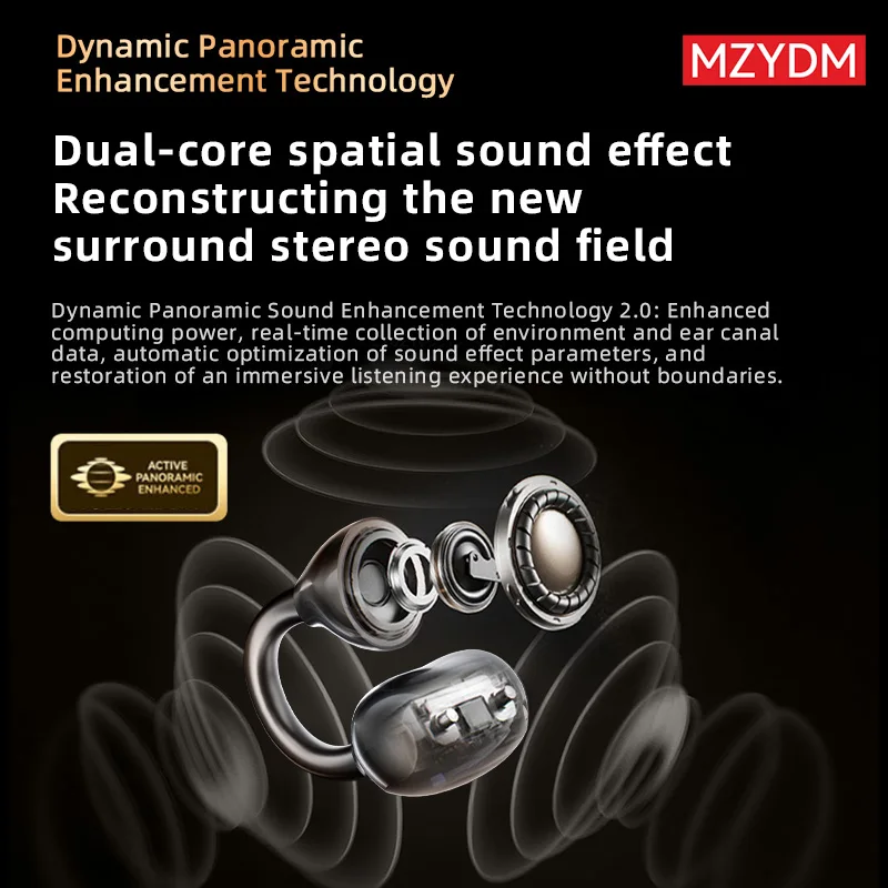 TWS Drahtlose Bluetooth V6.0 Kopfhörer IPX5 Wasserdichte Ohrbügel Ohrhörer HiFi Stereo Noise Reduction Ohrclip Kopfhörer mit Mikrofon