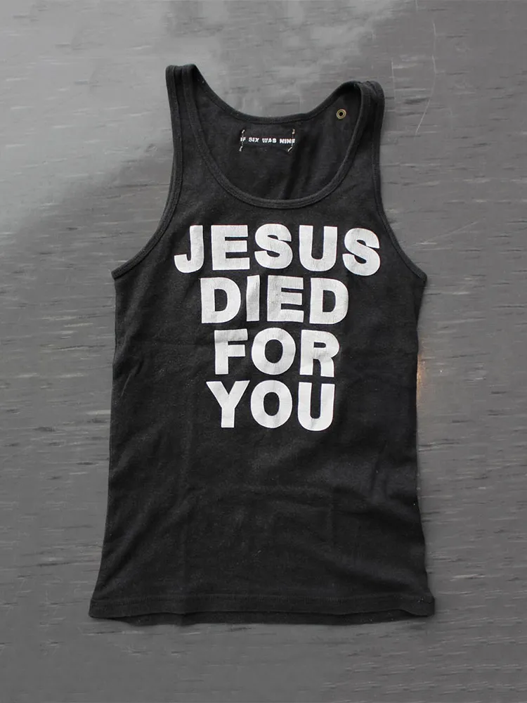 Ifsixwasnine Visual Back Cross Antique Sleeveless Vest