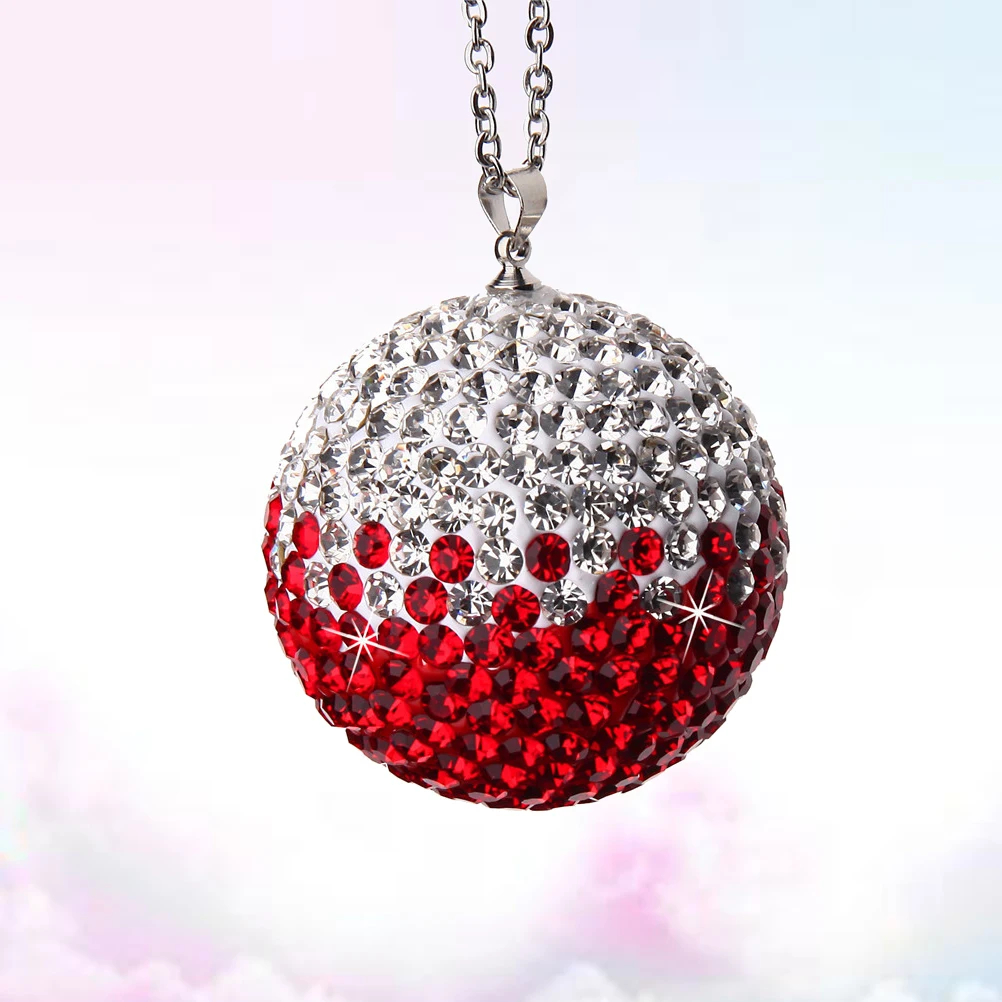 

Rhinestone Car Hanging Pendant Red Gradient Creative Ball Design Auto Accessories Car Interior Ornament Stylish Decoration