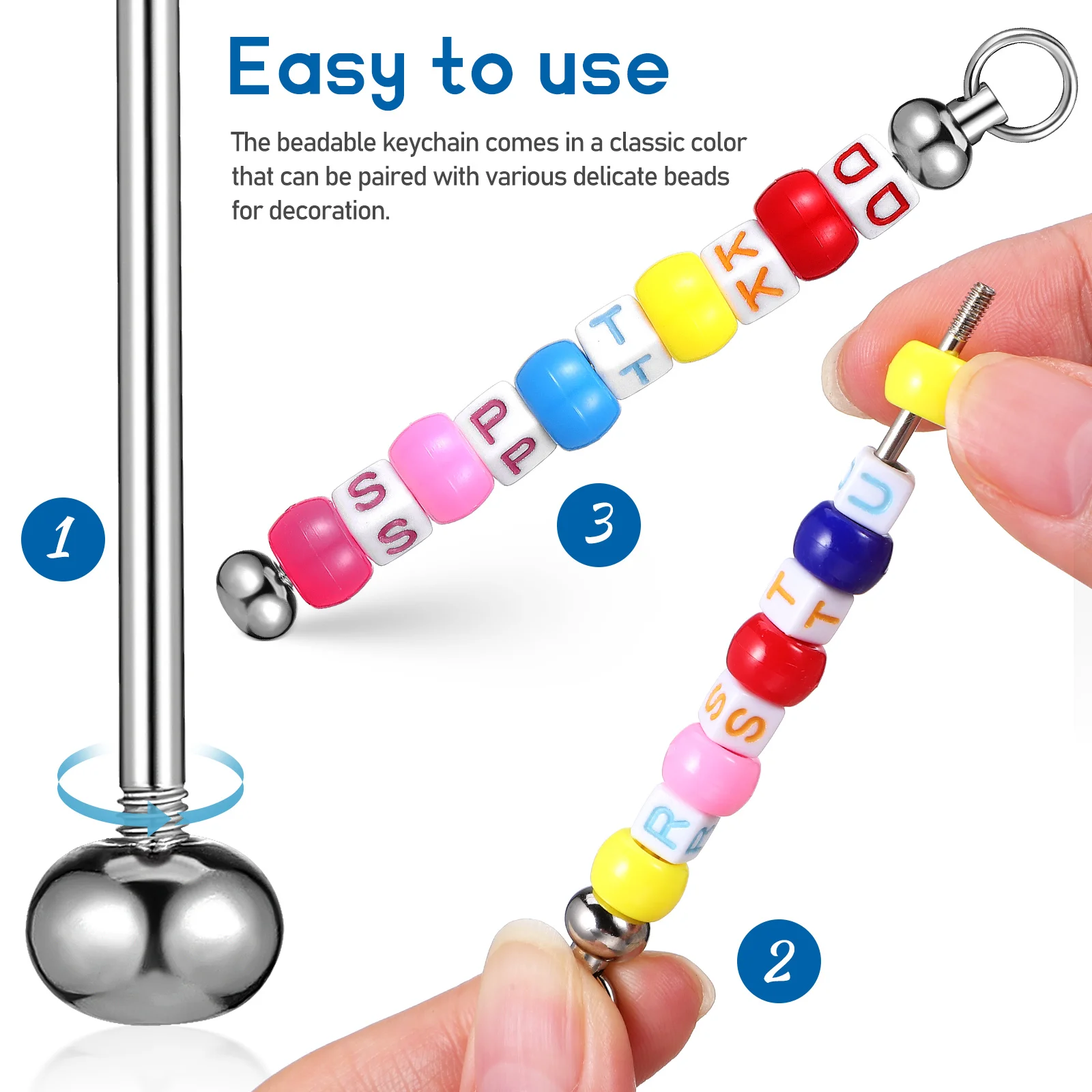 

10 Pcs Beadable Keychain Bars Sturdy Metal Compact Lightweight Multi Functional Beaded Keychains Backpack Pendant Bag