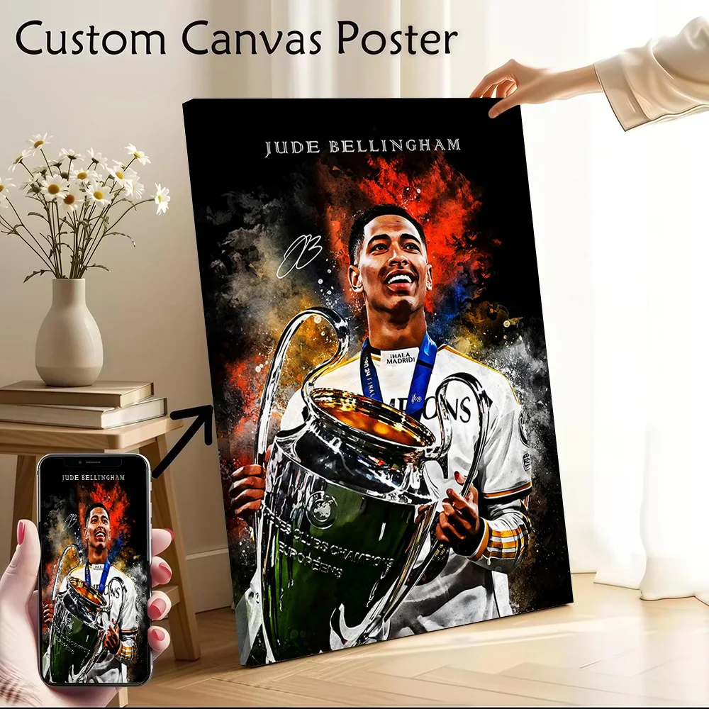 Jude Bellingham Champions League Canvas Poster Customizable Pictures Wall Art Canvas Painting for Modern Home Decoration Room