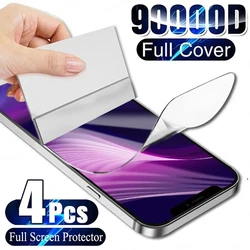 4Pcs Full Coverage Hydrogel Film For iPhone 11 12 13 14 15 16 Pro Max Screen Protector For iPhone 14 15 16 Plus Screen Protector