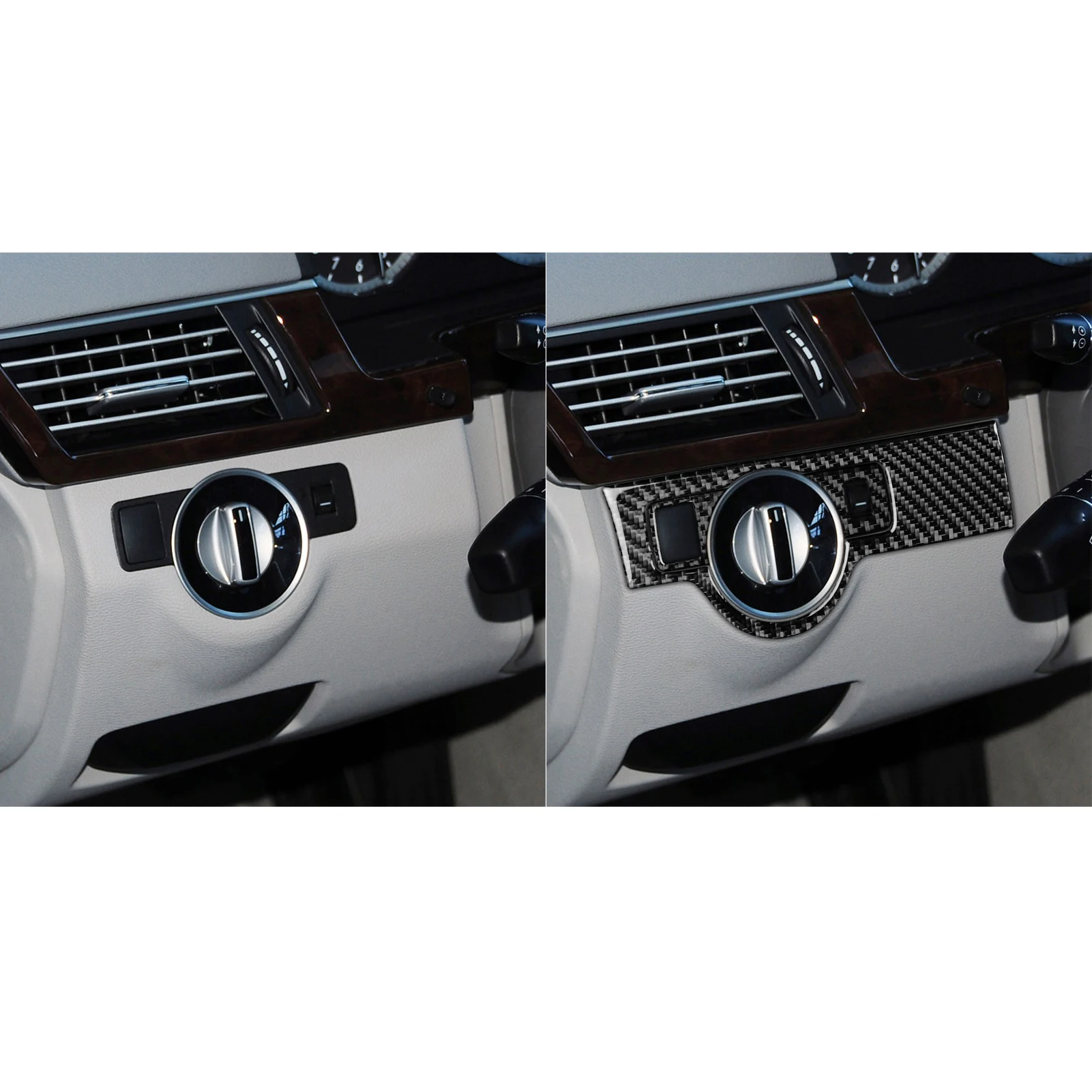 Carbon Fiber For Mercedes-Benz E-Class W212/S212 2011-2015Car Headlight Switch Trim Customizable Sticker Interior Accessories