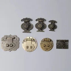 One set Vintage Bronze Hasp Latch Decorative Wooden Jewelry Box Mini Cabinet Buckle Hasp Locks Furniture DIY Hardware