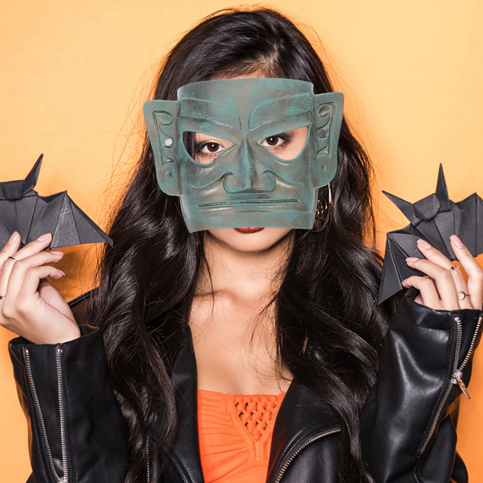 

Sanxingdui Full Face Mask Retro Vintage Design Cultural Halloween Cosplay Party Mask Masquerade Costume Accessory