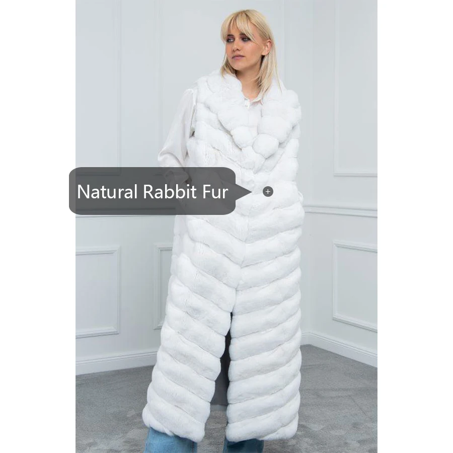 Fur Vest Women Winter Real Rex Rabbit Fur White Coat Luxury Genuine Rabbit Fur Vest Winter Jackets Woman 2024 Elegant