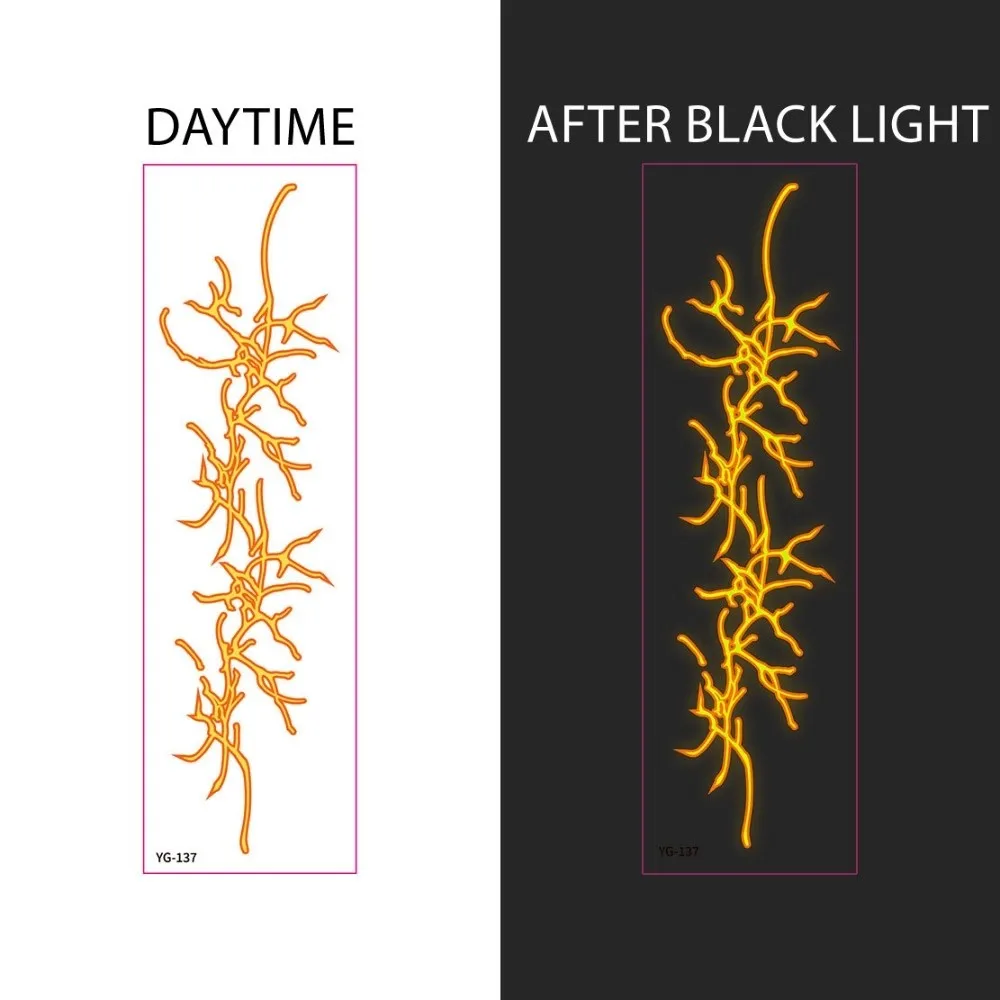 Water Transfer Decals Fluorescence Tattoo Stickers Fake Instant Butterfly Temporary Tattoo Waterproof Black Light
