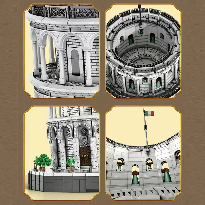 Italian Leaning Tower of Pisa Architectural Model Street View Educational Building Blocks Assembly Toy