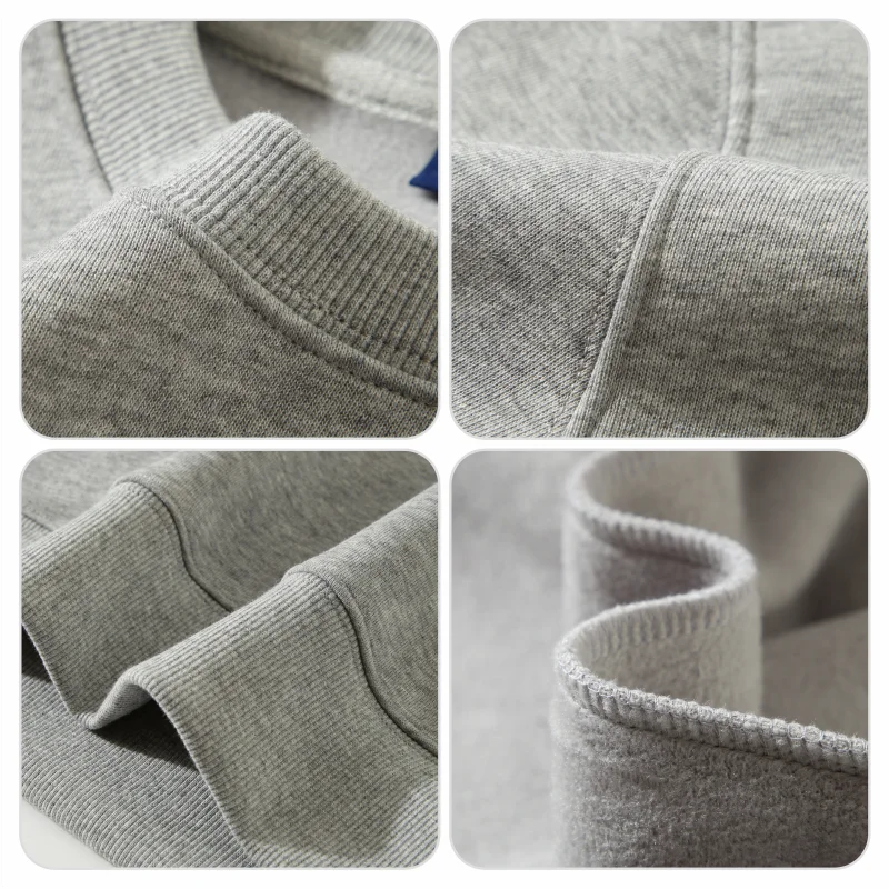free Custom sweater print logo image round neck plush thick autumn winter work clothes men women team clothing pure cotton