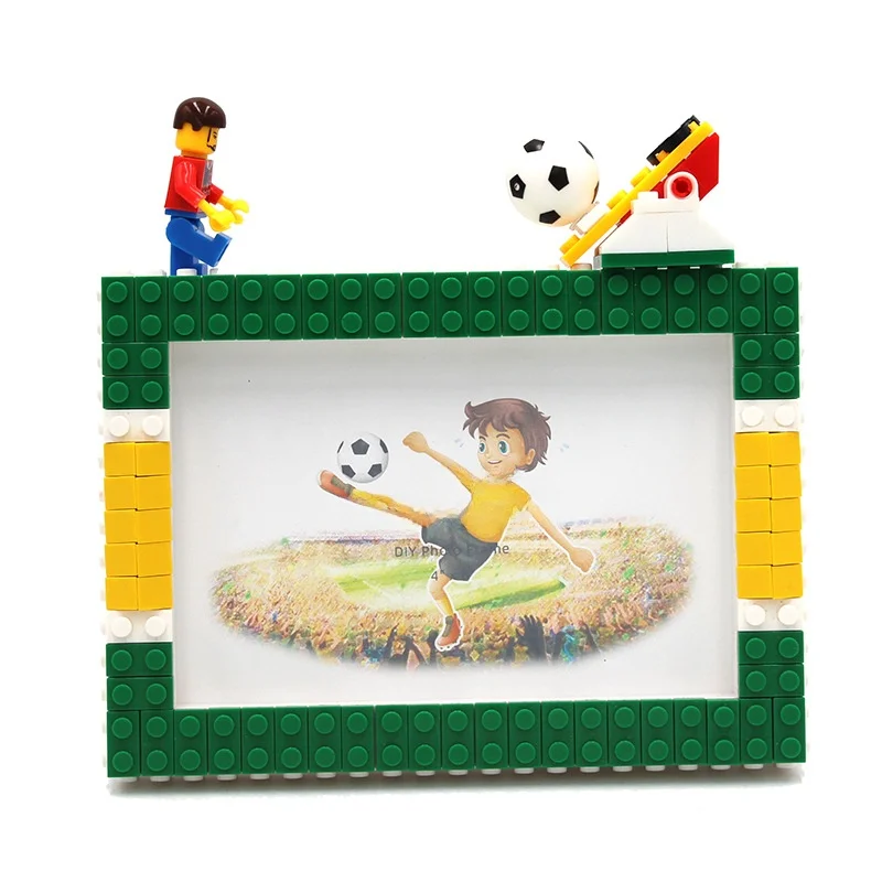 

Green Grass Football Field DIY Children's Handmade Picture Frame Display Table Creative Memorial Gift Frame Rectangular Shape