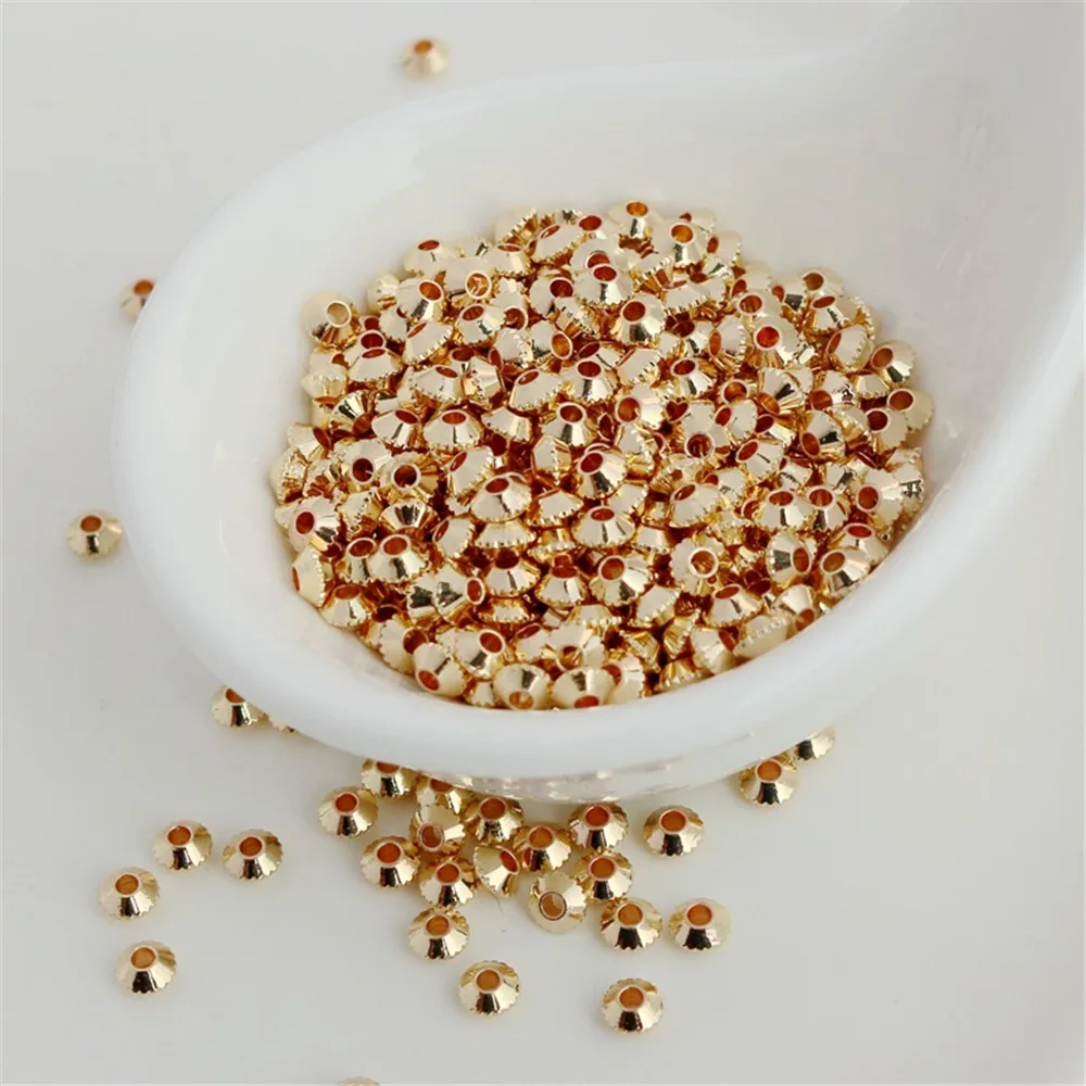 

14K Gold Colored Flying Saucer Beads, DIY Handmade Jewelry, Loose Bead Material, 4mm Accessories