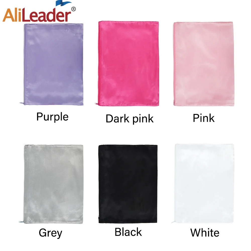 New Zipper Satin Bag For Packaging Hair Extensions Bundles Wigs Soft Silk Pouches With Zipper Satin Bags For Packaging Hair Bag