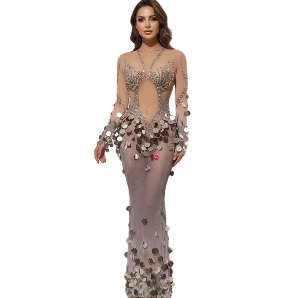 Sparkly Rhinestone Club Party Dress - Abito da Sera Sexy da Donna