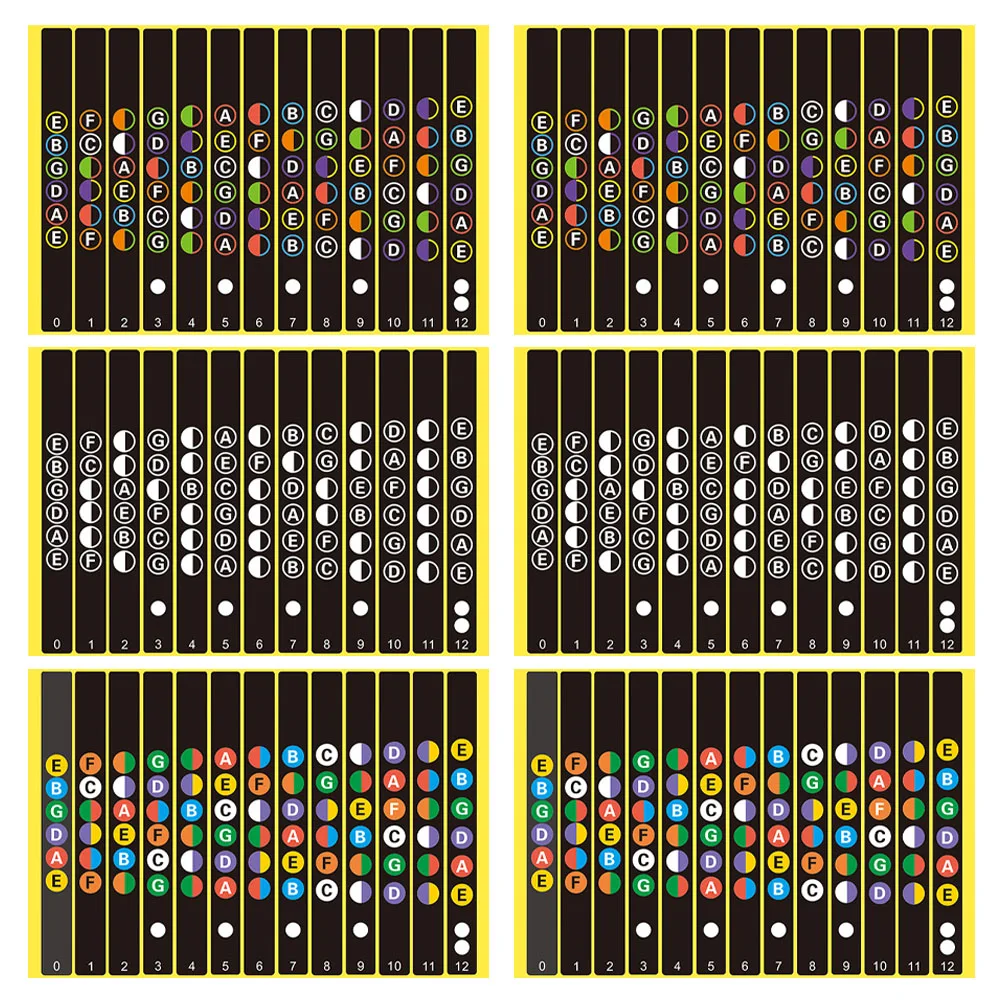 

6pcs 6 Sheets Guitar Sticker Fretboard Musical Instrument Fingerboard Professional Colored Notes Ukulele Accessories T101A