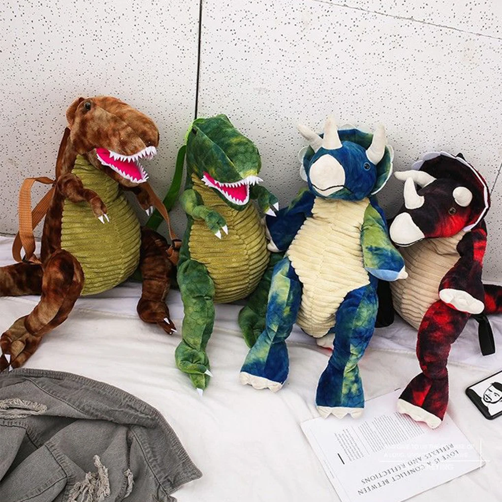 Mochila de dinossauro verde para crianças, saco amplo para livros e tablets, sem fio solto, projetado para todas as idades