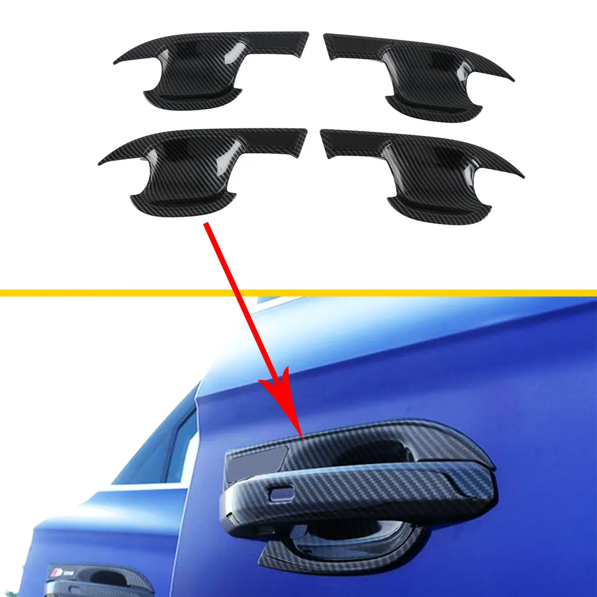 Carbon Fiber Parts For Audi A5 A4 A4L B9 2017-2020 Exterior Door Handle Bowl Cup Cover Trim Protector Accessories