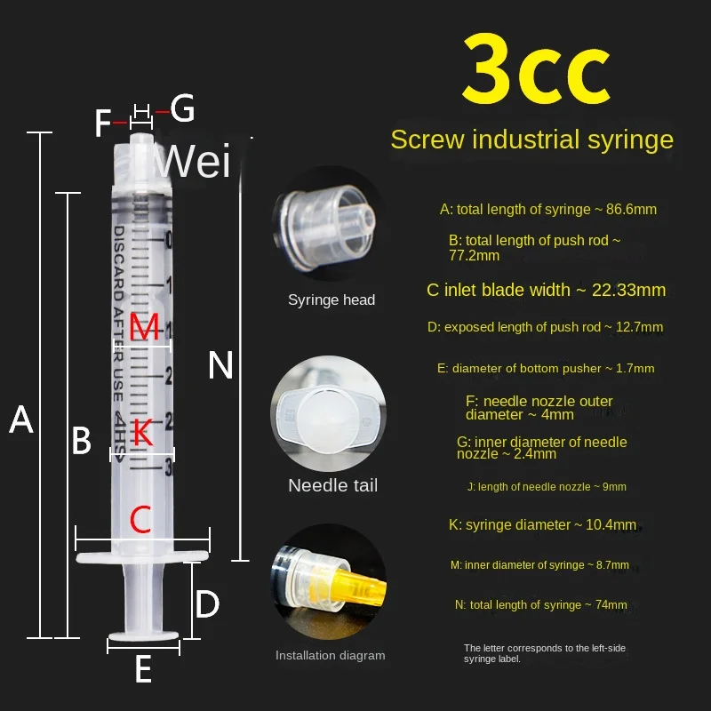 1/2/5/10pcs 3 5 10 20 30 50cc 100 200ml Plastic Syringe Luer Lock Syringe Screw Storage Crimp Industrial Dispensing Glue Tool