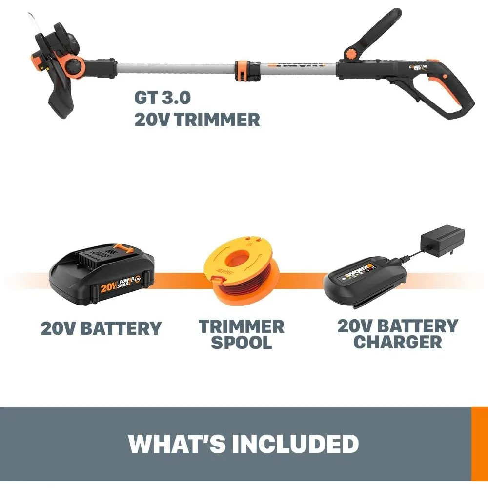 Imagem -06 - Worx-cordless Poder Compartilhar Cordas Trimmer Edger e Erva Daninha Trimmer Gt3.0 Baterias e Carregador Incluído 20v 12 Wg163