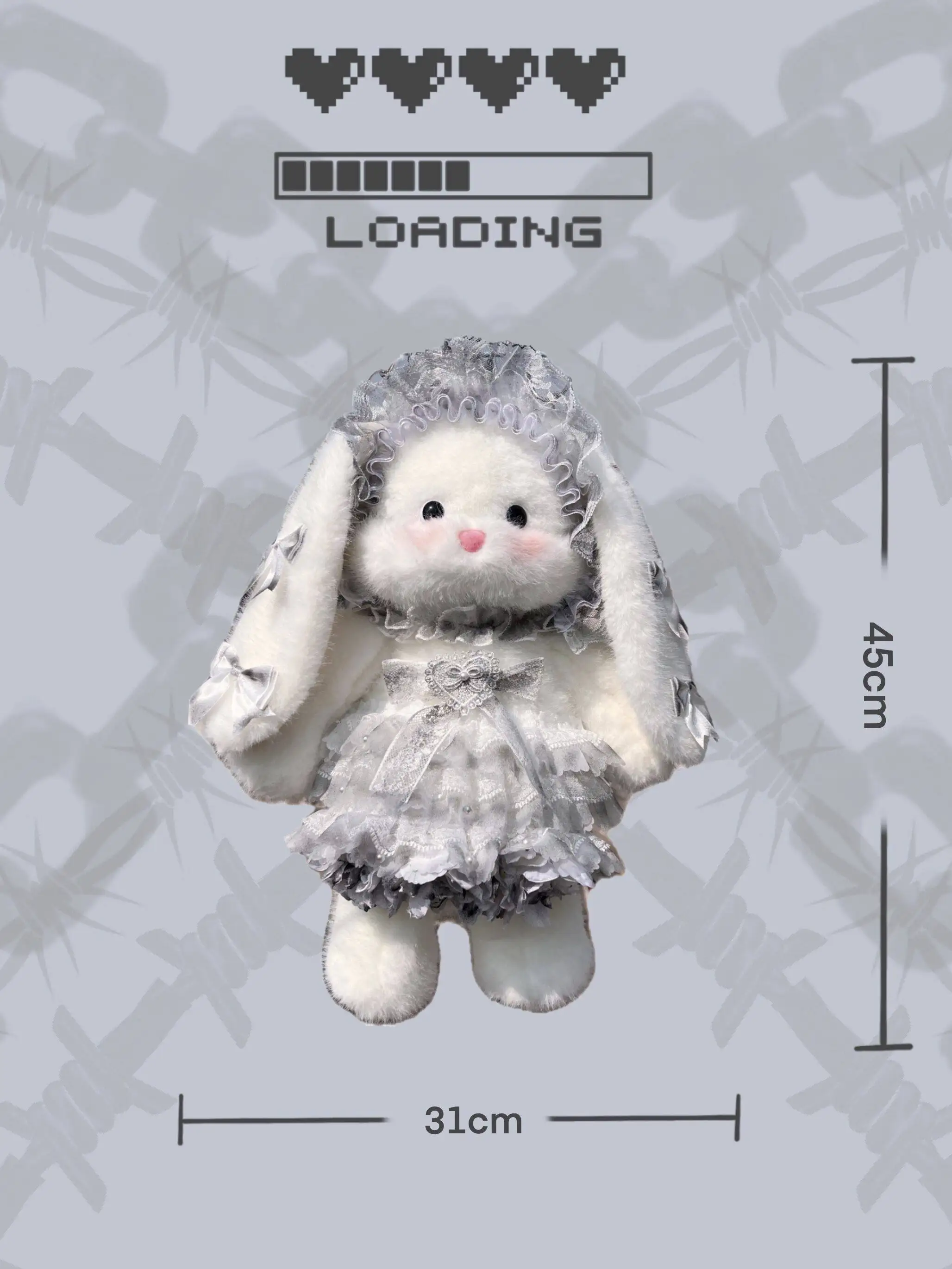 Original Lolita Handmade Gradual Change Lace Bag Large Capacity Plush Rabbit Doll Crossbody Bag Backpack