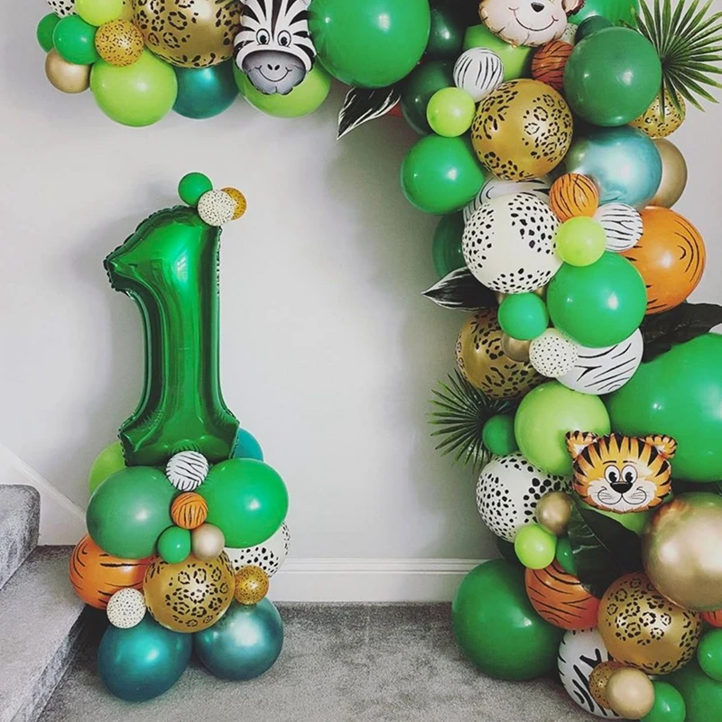 Green Palm Leaf Balloons Green Ballons Tropical Hawaii Party Baloons Safari Party Balon Jungle Theme Animal Birthday Balloon