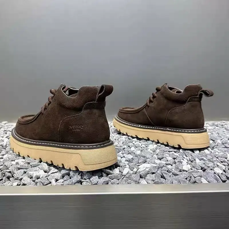 الخريف الشتاء الرجال منصة الأحذية مصمم عدم الانزلاق دراجة نارية الأحذية أحذية الدانتيل 2025 جديد الرجال المألوف المشي أحذية عمل #6